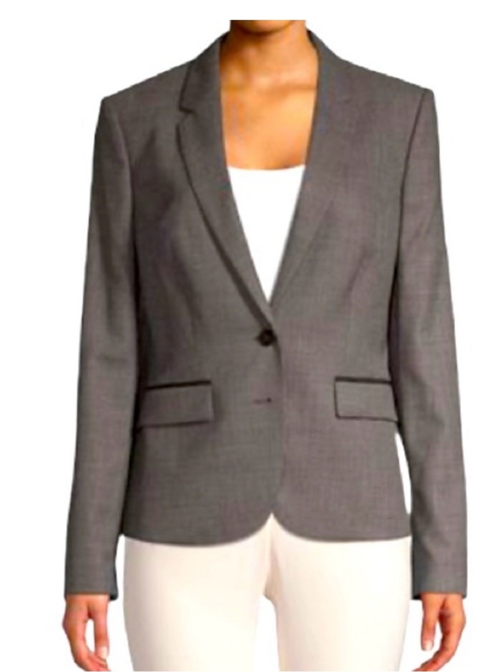 BOSS Hugo Boss Women's Gray Two-Button Tailored Blazer Size 6 - Picture 2 of 12